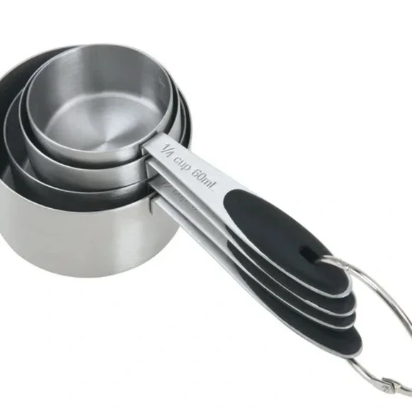 Mainstays 4-Piece Stainless Steel Measuring Cups Easy Grip Handles Silver - Picture 3 of 8